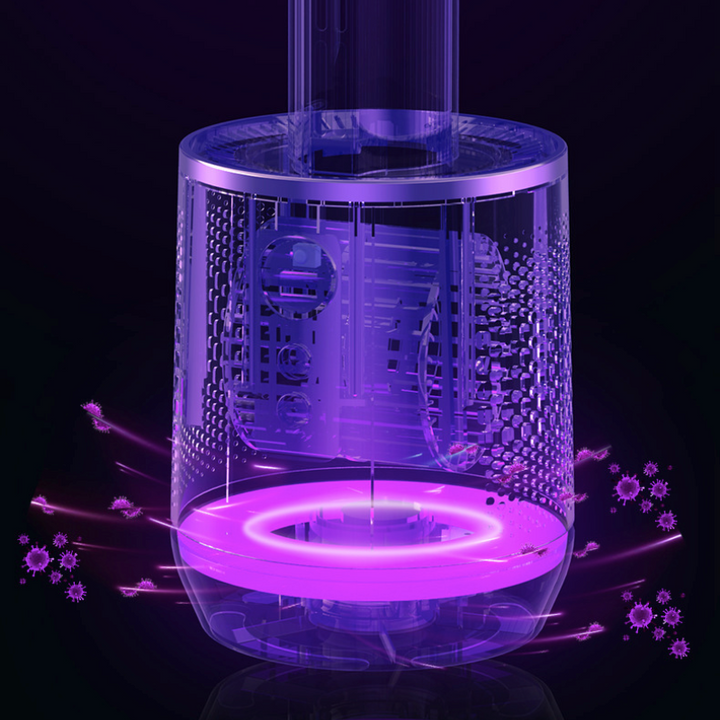 "3-in-1 luchtkoeler met UV-luchtreiniging en ionisatie, wit, compact, ideaal voor frisse en gezonde thuisomgeving."