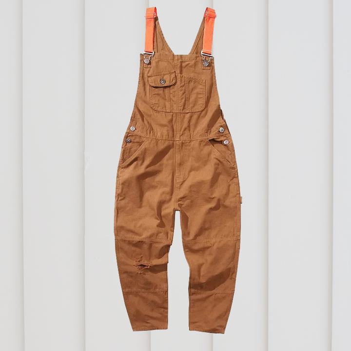 Groene, verstelbare tuin dungarees met zakken en elastische taille voor comfort en duurzaamheid, ideaal voor tuinwerk.