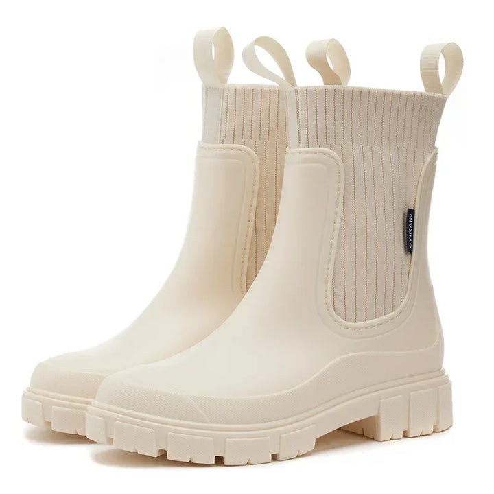 "Waterdichte Chelsea boots voor dames met antislipzool, elastische instap en moderne stijl in bruine tint."