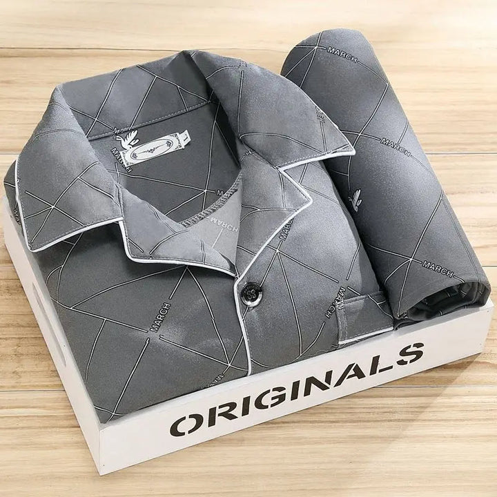 "Zachte heren pyjama met knoopsluiting en overhemd. Luxe en ademende set voor comfort en stijl. Ideaal voor dagelijks gebruik