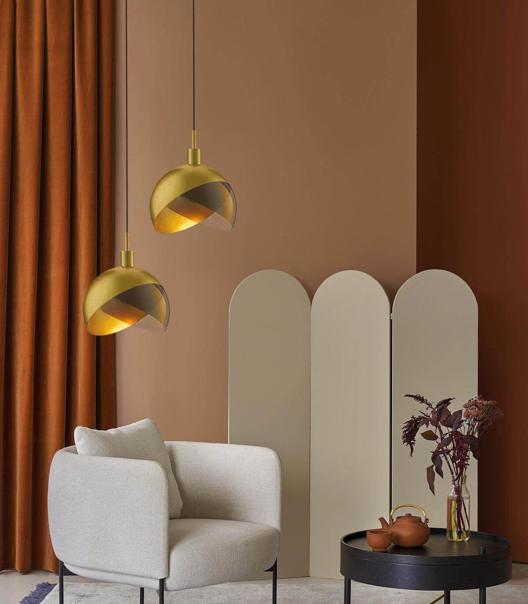 Hanglamp - Rokerig Glas & Goud