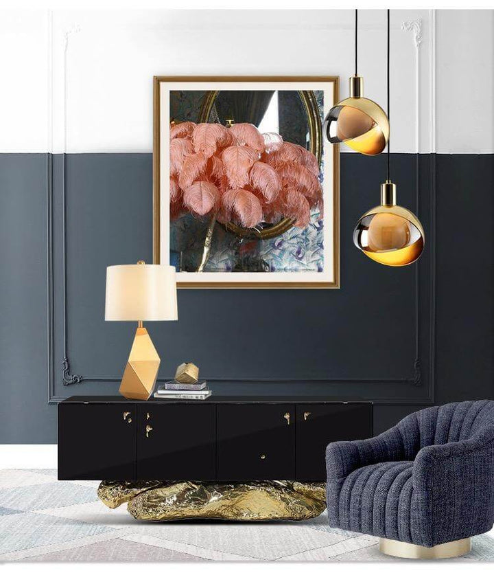 Hanglamp - Rokerig Glas & Goud