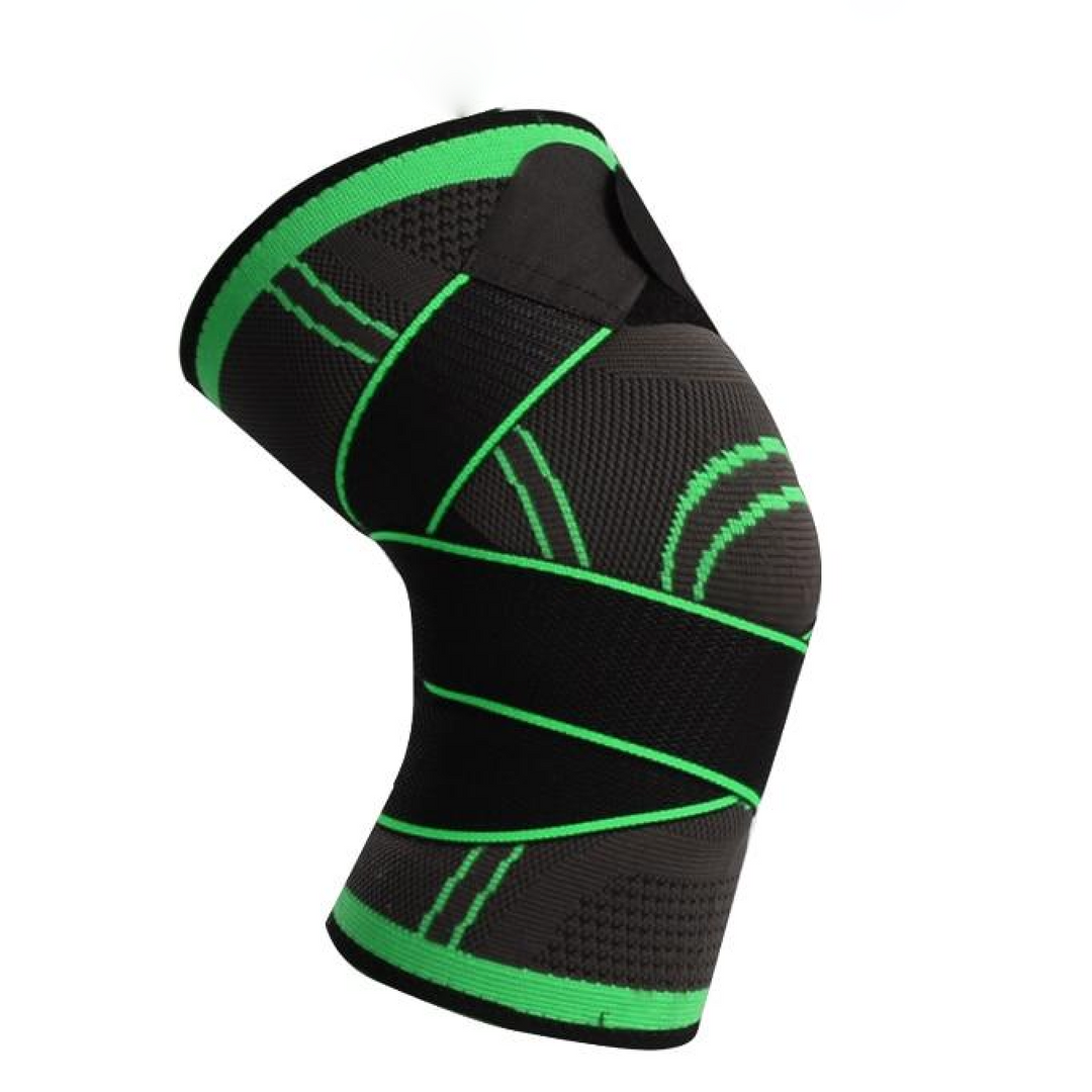 "360 compressie kniebrace, zwarte elastische stof, biedt steun bij kniepijn, geschikt voor sport en dagelijks gebruik."