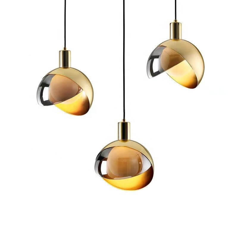 Hanglamp - Rokerig Glas & Goud