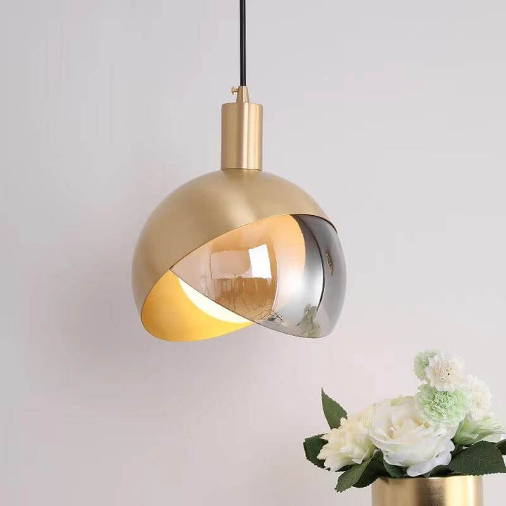 Hanglamp - Rokerig Glas & Goud