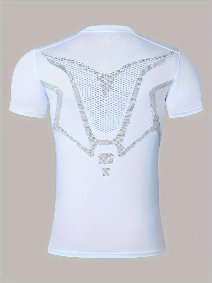 "Ademend heren Muscle Fit sport T-shirt, compressie, strak design, kuitervolg hoge performance, ideaal voor training."