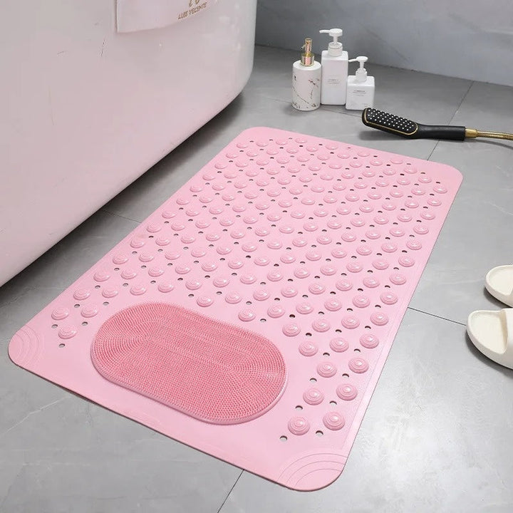 "Antislip douchemat met voetenscrub, biedt veiligheid en comfort, grijs, PVC, ideaal voor elke badkamerstijl en doucheroutine