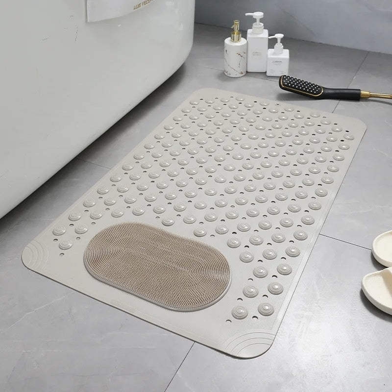 "Antislip douchemat met voetenscrub, biedt veiligheid en comfort, grijs, PVC, ideaal voor elke badkamerstijl en doucheroutine