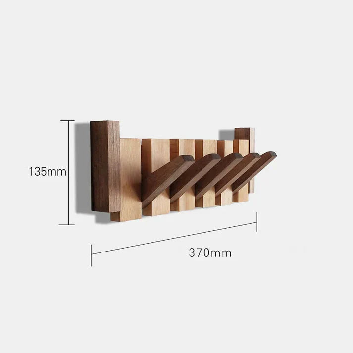 "Artistieke houten kapstok met piano design, elegante uitstraling, 4-8 haken, gemaakt van beuken- en walnotenhout."
