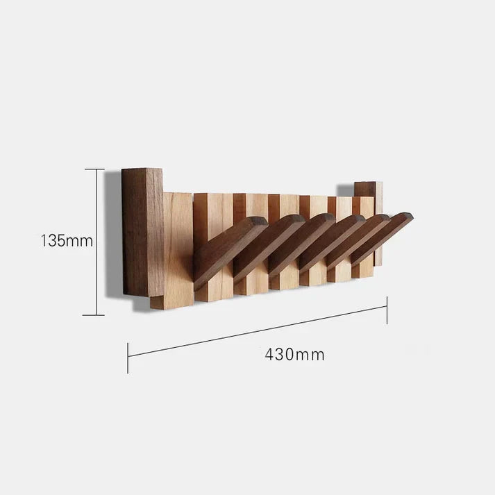 "Artistieke houten kapstok met piano design, elegante uitstraling, 4-8 haken, gemaakt van beuken- en walnotenhout."