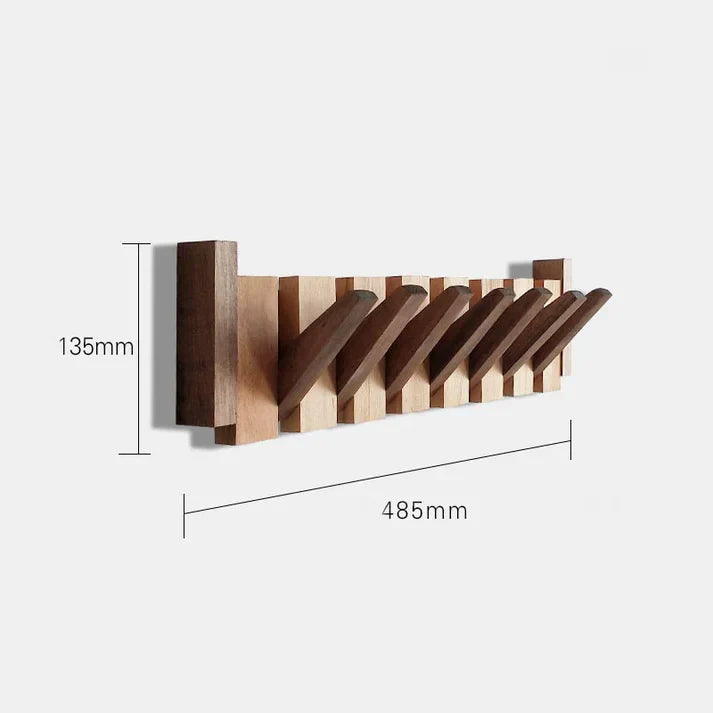"Artistieke houten kapstok met piano design, elegante uitstraling, 4-8 haken, gemaakt van beuken- en walnotenhout."