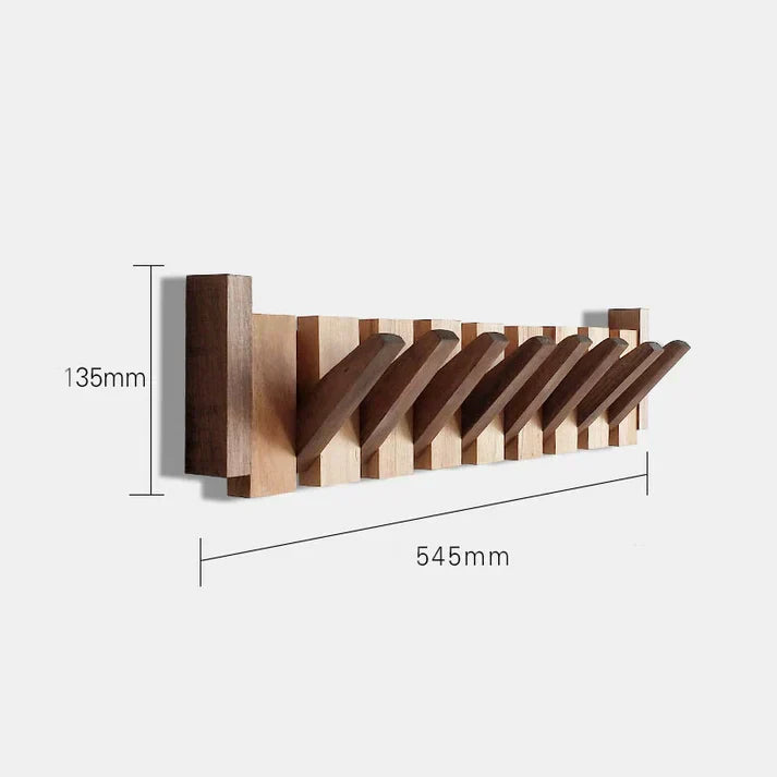"Artistieke houten kapstok met piano design, elegante uitstraling, 4-8 haken, gemaakt van beuken- en walnotenhout."