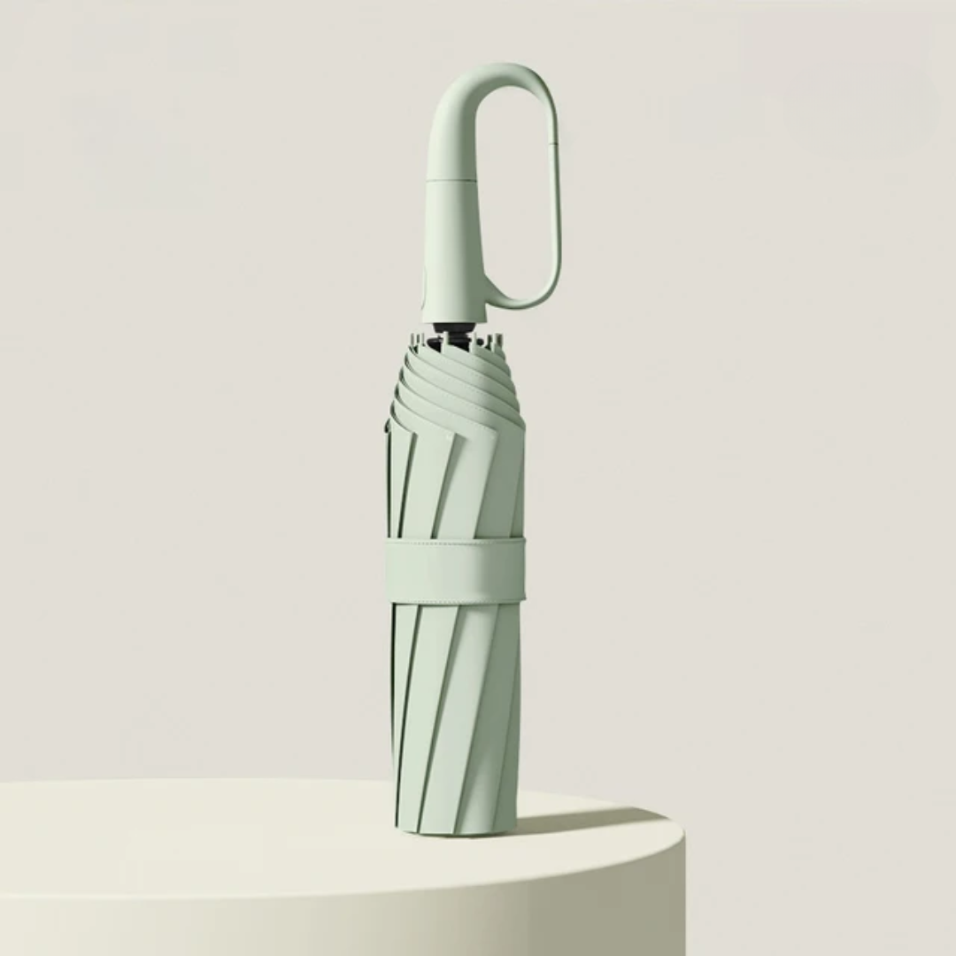 "Automatische, windbestendige paraplu met reflecterende rand voor ultieme stormbescherming in groen, blauw, zwart, wit."