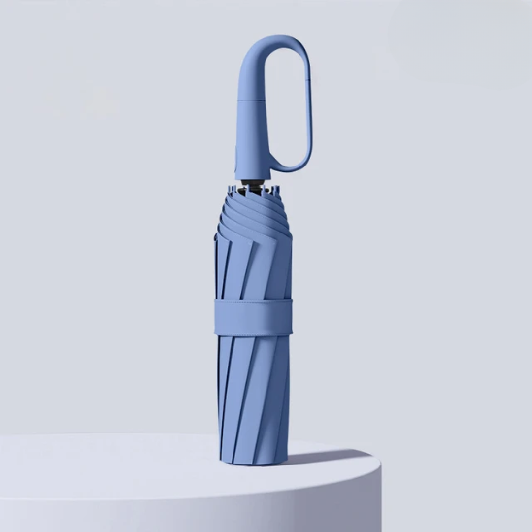"Automatische, windbestendige paraplu met reflecterende rand voor ultieme stormbescherming in groen, blauw, zwart, wit."