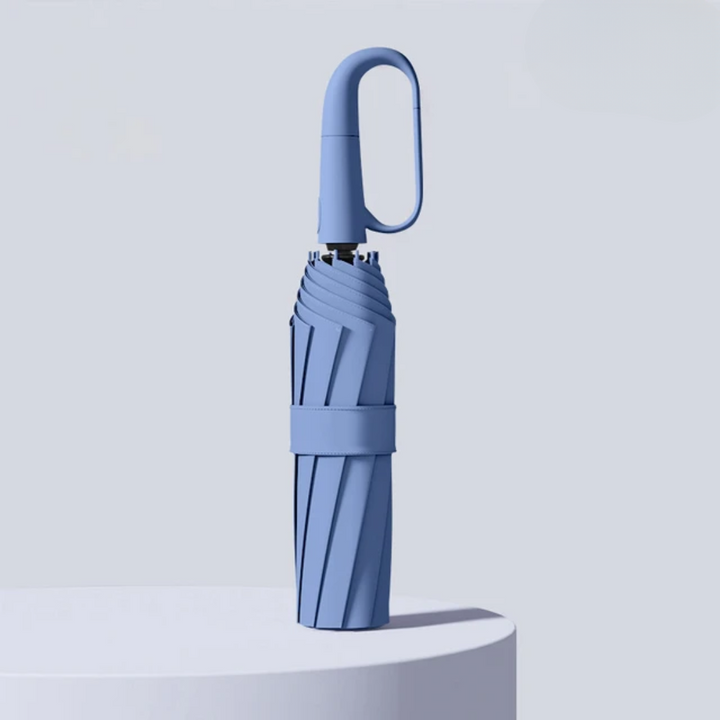 "Automatische, windbestendige paraplu met reflecterende rand voor ultieme stormbescherming in groen, blauw, zwart, wit."