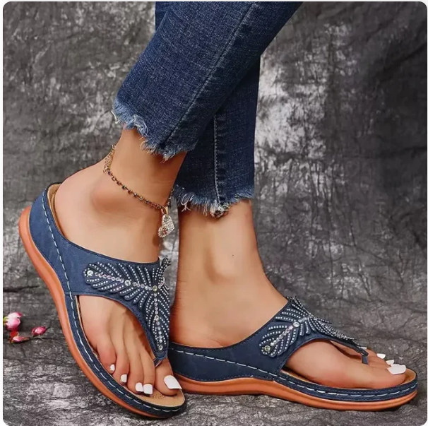 "Beige Elisa orthopedische sandalen met verstelbare teenriem, schokabsorberende zool en stijlvol design voor comfortabel lope