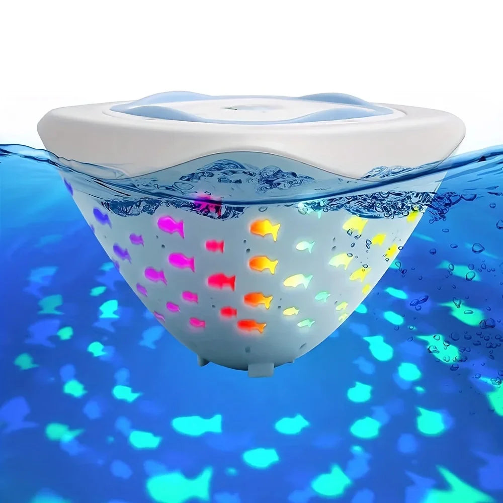 "Betoverende Aqua Party Light™ met visvormige lichtprojecties voor magische bad- en zwembadervaring"