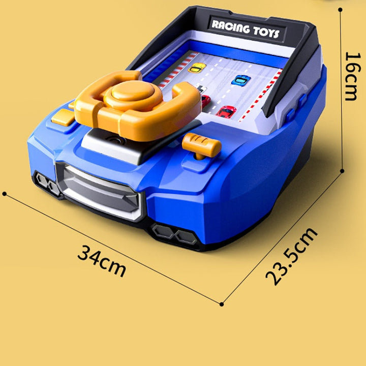 "Blauw-rode arcade kast, Racing Game™ speelgoed voor kinderen, race ervaring met autobediening en obstakelvermijding."