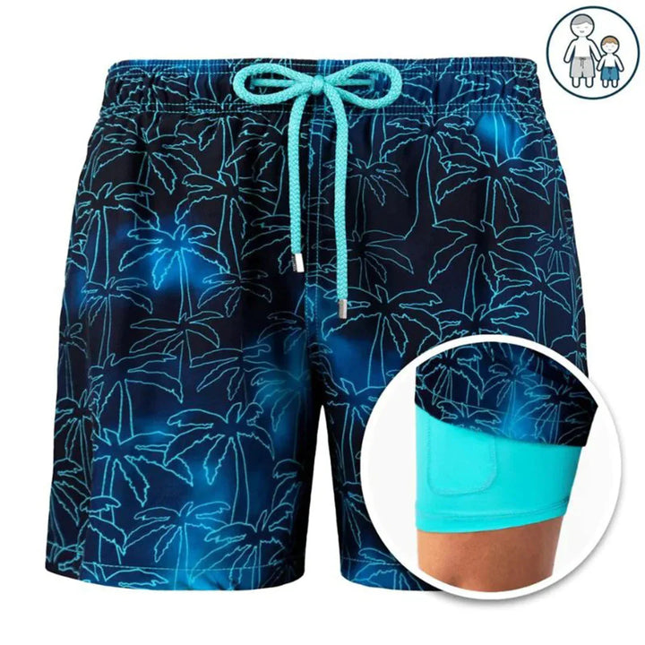 "Blauwe herenzwembroek, sneldrogend en stijlvol voor comfort op het strand of zwembad."