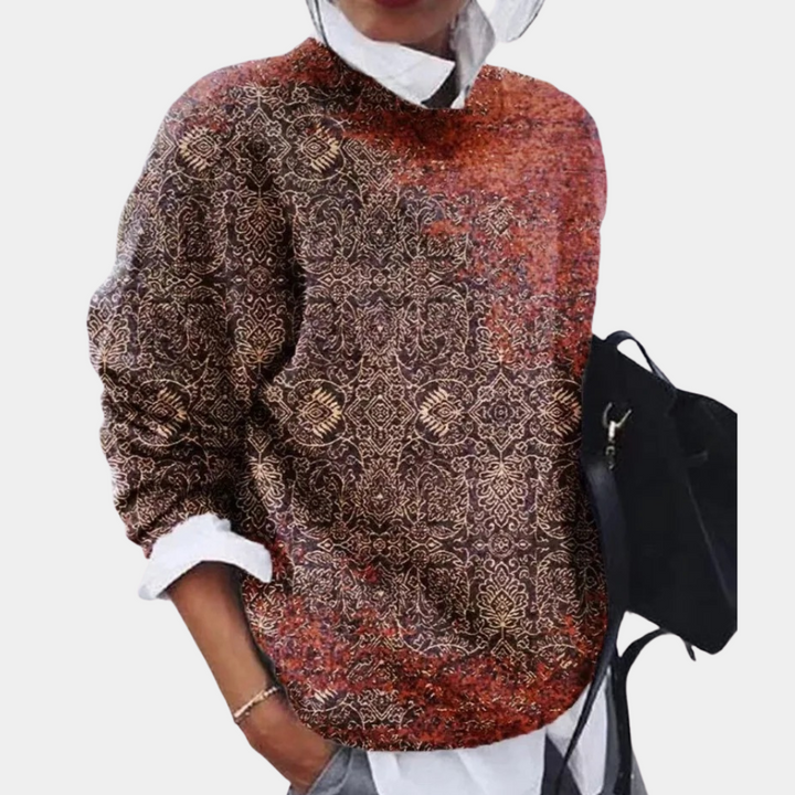 "Blauwe lichte zomertrui voor dames met trendy print, comfortabel en stijlvol, perfect voor veelzijdige outfits."