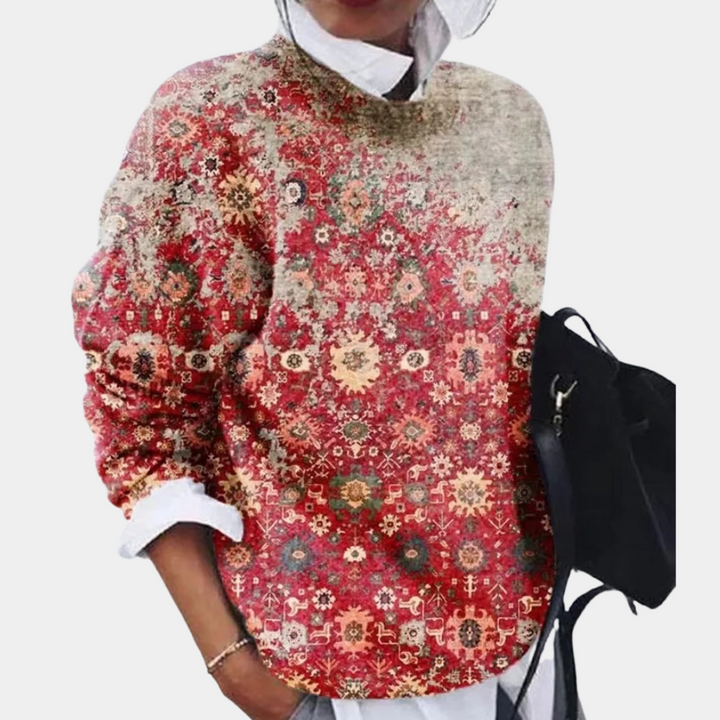 "Blauwe lichte zomertrui voor dames met trendy print, comfortabel en stijlvol, perfect voor veelzijdige outfits."