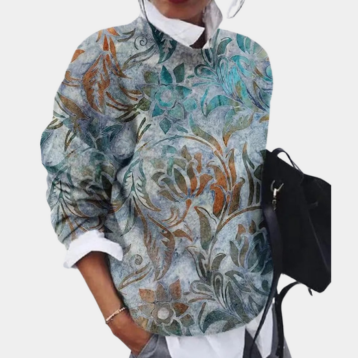 "Blauwe lichte zomertrui voor dames met trendy print, comfortabel en stijlvol, perfect voor veelzijdige outfits."