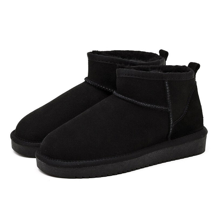 "Bruine enkellaarsjes van schapenleer met bontvoering, waterdicht en comfortabel voor winterse dagen, model Hazel."