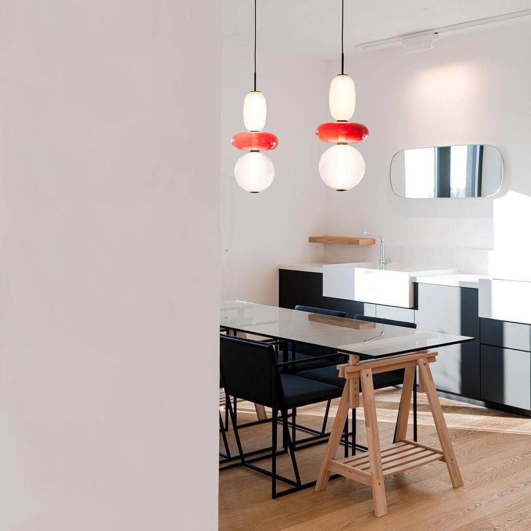 Moderne Hanglamp met Gekleurd Glas