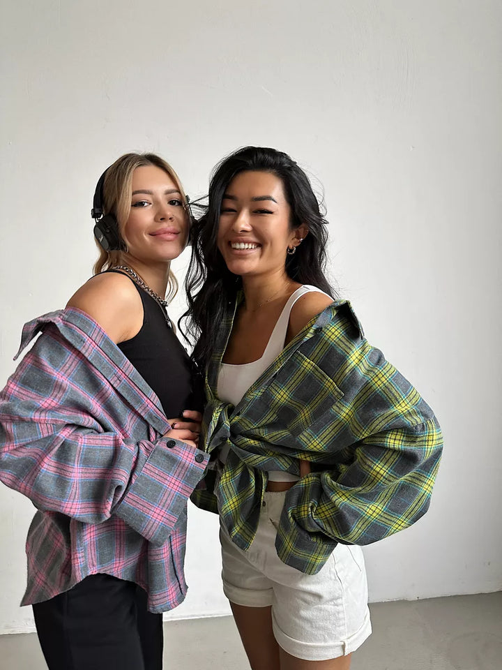 "Caitlin overhemd heren, flanellen ruitpatroon, katoenen stof, button-down kraag, getailleerde pasvorm, elegant design"