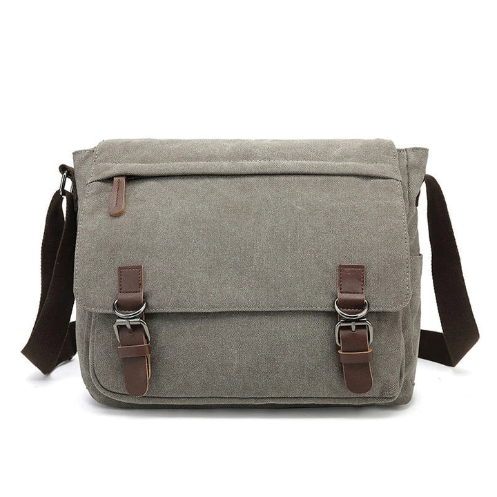 "Carlos schoudertas heren, duurzaam canvas, stijlvol ontwerp, verstelbare riem, ruime opbergvakken, unisex tas."