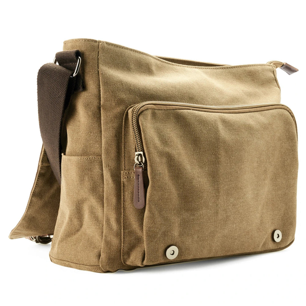 "Carlos schoudertas heren, duurzaam canvas, stijlvol ontwerp, verstelbare riem, ruime opbergvakken, unisex tas."