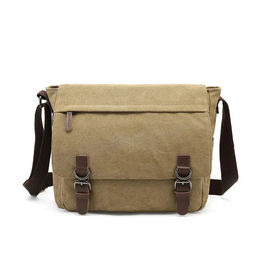 "Carlos schoudertas heren, duurzaam canvas, stijlvol ontwerp, verstelbare riem, ruime opbergvakken, unisex tas."