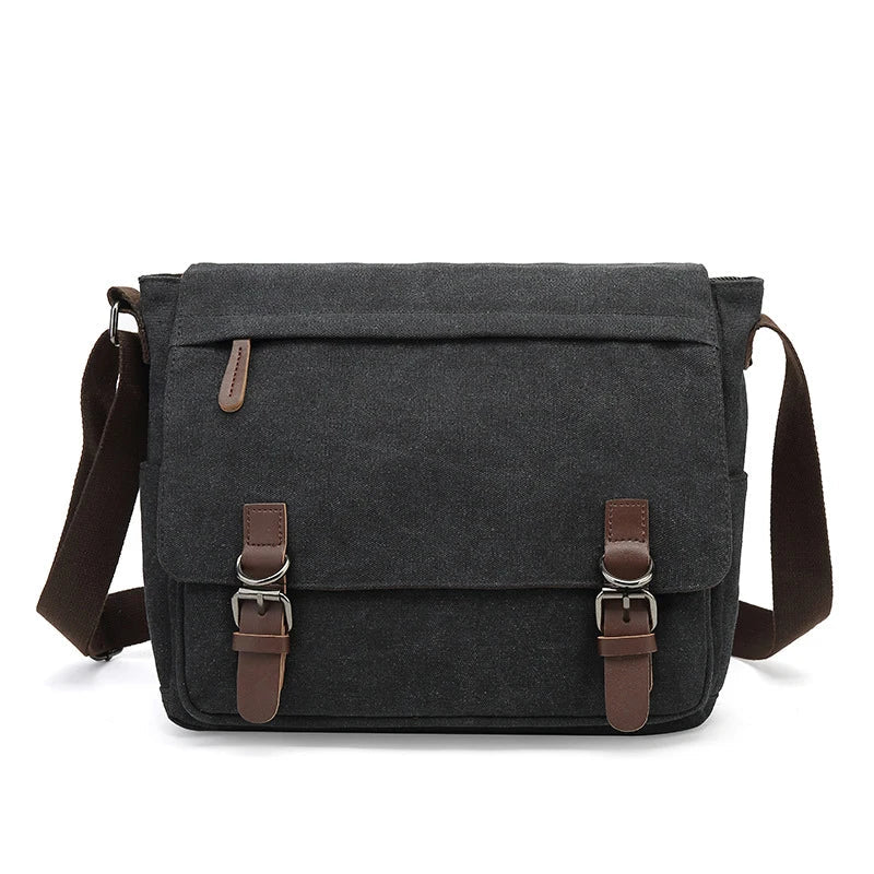 "Carlos schoudertas heren, duurzaam canvas, stijlvol ontwerp, verstelbare riem, ruime opbergvakken, unisex tas."