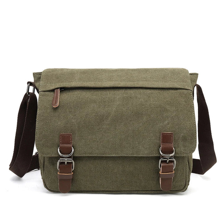 "Carlos schoudertas heren, duurzaam canvas, stijlvol ontwerp, verstelbare riem, ruime opbergvakken, unisex tas."