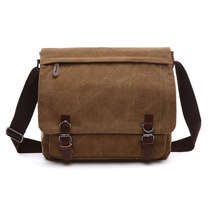 "Carlos schoudertas heren, duurzaam canvas, stijlvol ontwerp, verstelbare riem, ruime opbergvakken, unisex tas."