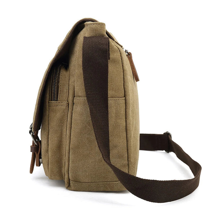 "Carlos schoudertas heren, duurzaam canvas, stijlvol ontwerp, verstelbare riem, ruime opbergvakken, unisex tas."
