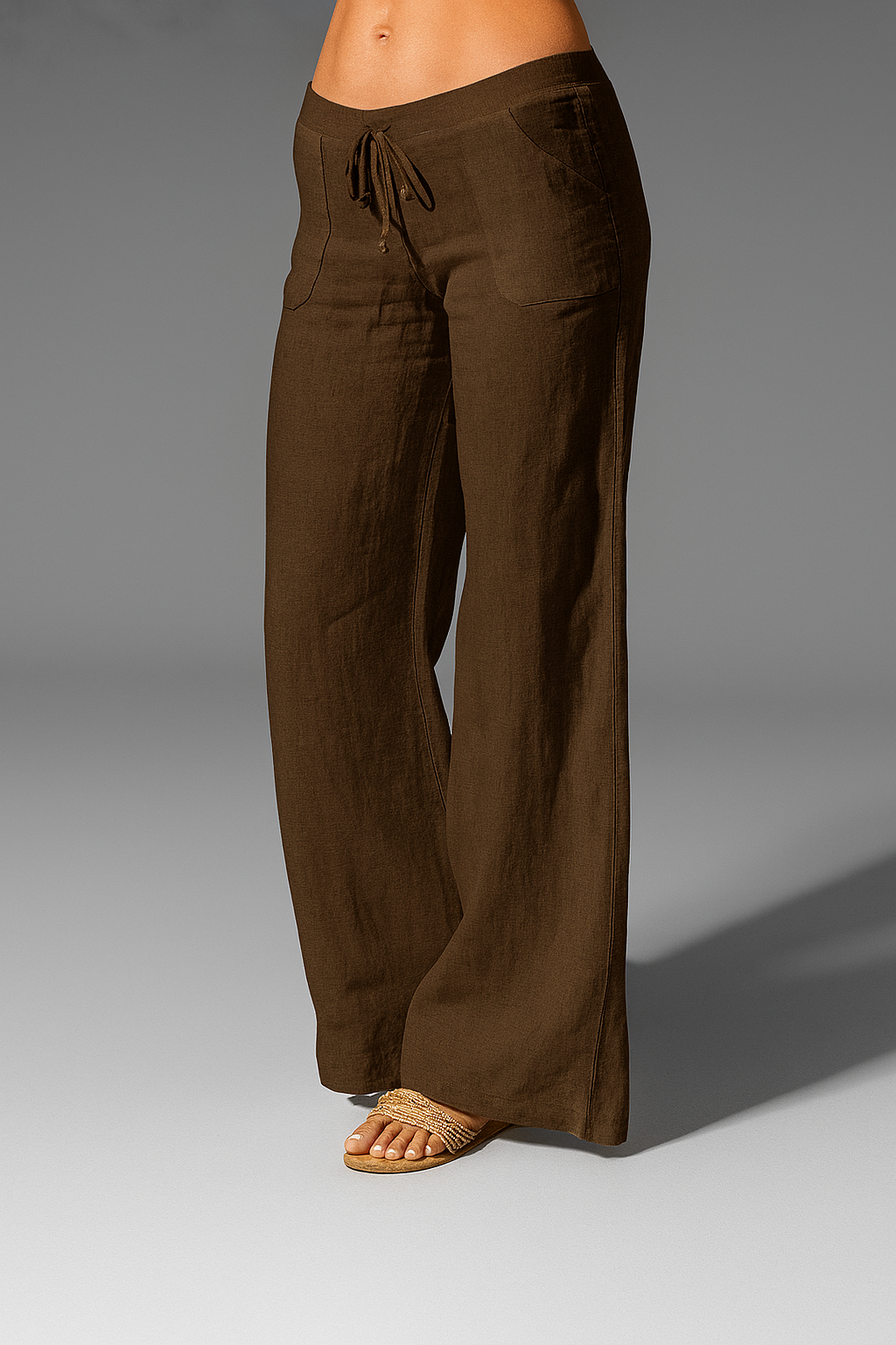 "Casual luchtige linnen damesbroek voor zomerse dagen, elastische tailleband, blauw, bruin, crème, grijs, marine, wit"