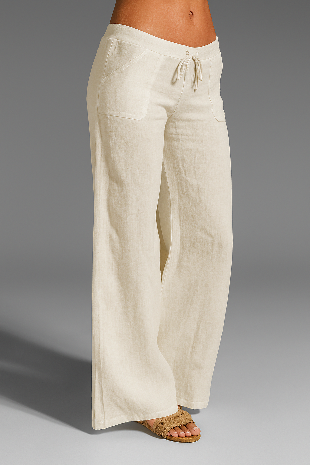 "Casual luchtige linnen damesbroek voor zomerse dagen, elastische tailleband, blauw, bruin, crème, grijs, marine, wit"