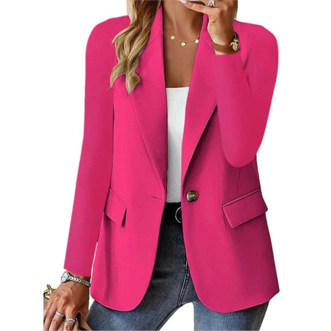 Chique damesblazer met lange mouwen, stijlvolle uitstraling en zak met gesp, ideaal voor elke modieuze gelegenheid.