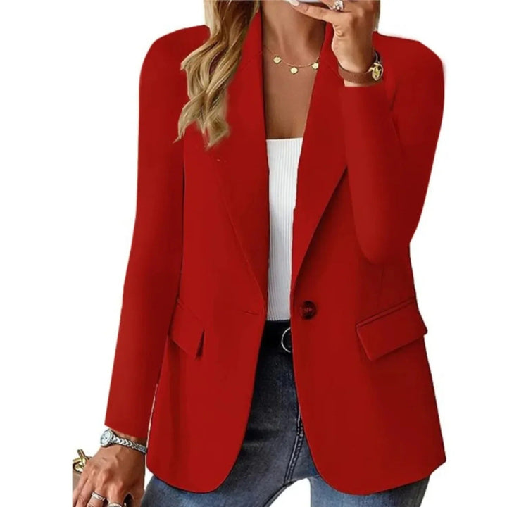 Chique damesblazer met lange mouwen, stijlvolle uitstraling en zak met gesp, ideaal voor elke modieuze gelegenheid.