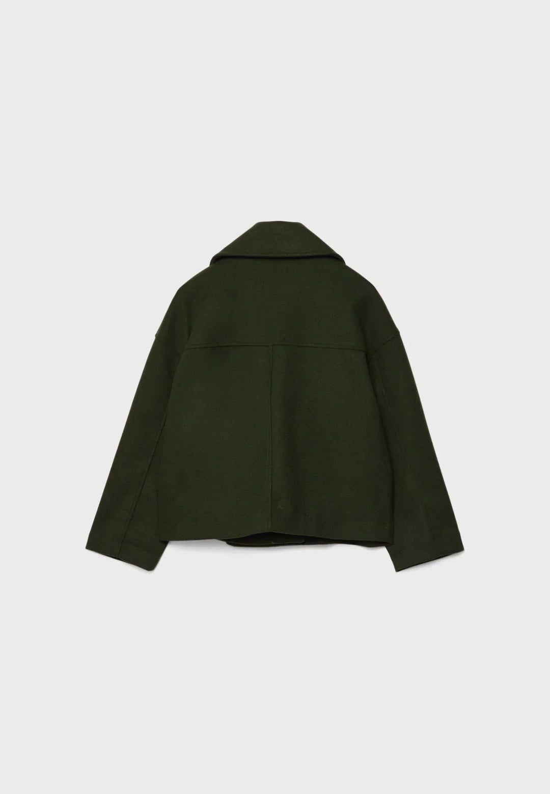 "Chique korte double-breasted jas van wolmix, cropped lengte, verfijnde knopen en steekzakken, elegant voor elke gelegenheid.