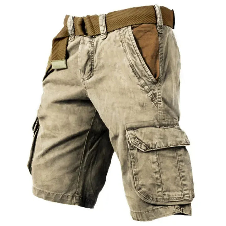 "Comfortabele heren cargo shorts van zacht katoen, met meerdere zakken en verstelbare riem, ideaal voor zomerse activiteiten.