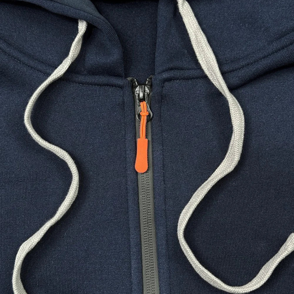 Comfortabele heren hoodie van katoen/polyester, zacht en ademend met ritssluiting en ruime zak voor activiteiten.