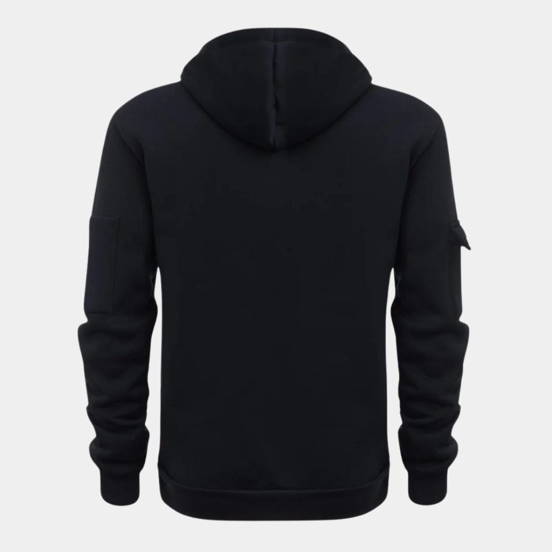 Comfortabele heren hoodie van katoen/polyester, zacht en ademend met ritssluiting en ruime zak voor activiteiten.