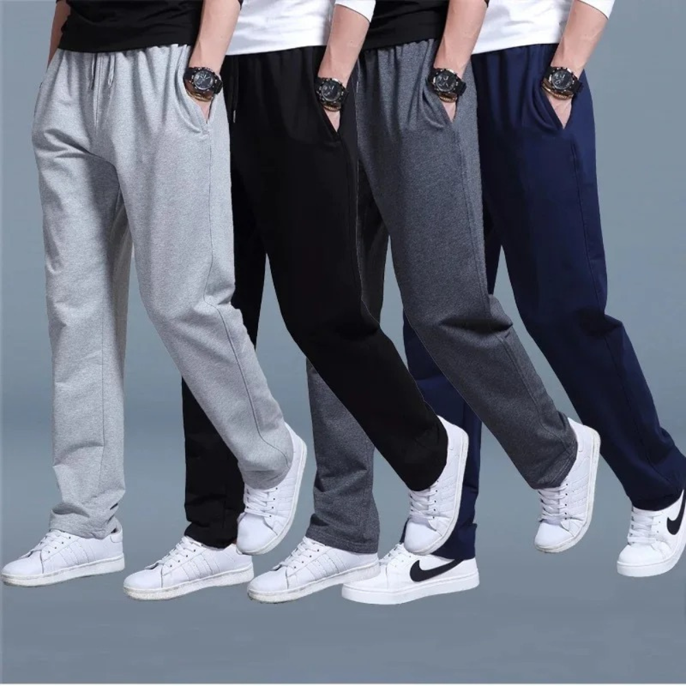 Comfortabele heren joggingbroek, zacht katoen, stijlvol design, wijde pijpen, elastische taille, verkrijgbaar in diverse kleu