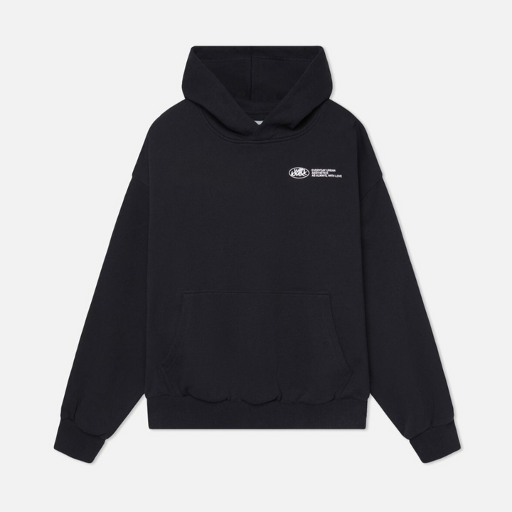 "Comfortabele oversized hoodie met geel detail, trendy casual stijl voor dames, gemaakt van zacht katoen, Withlove design."