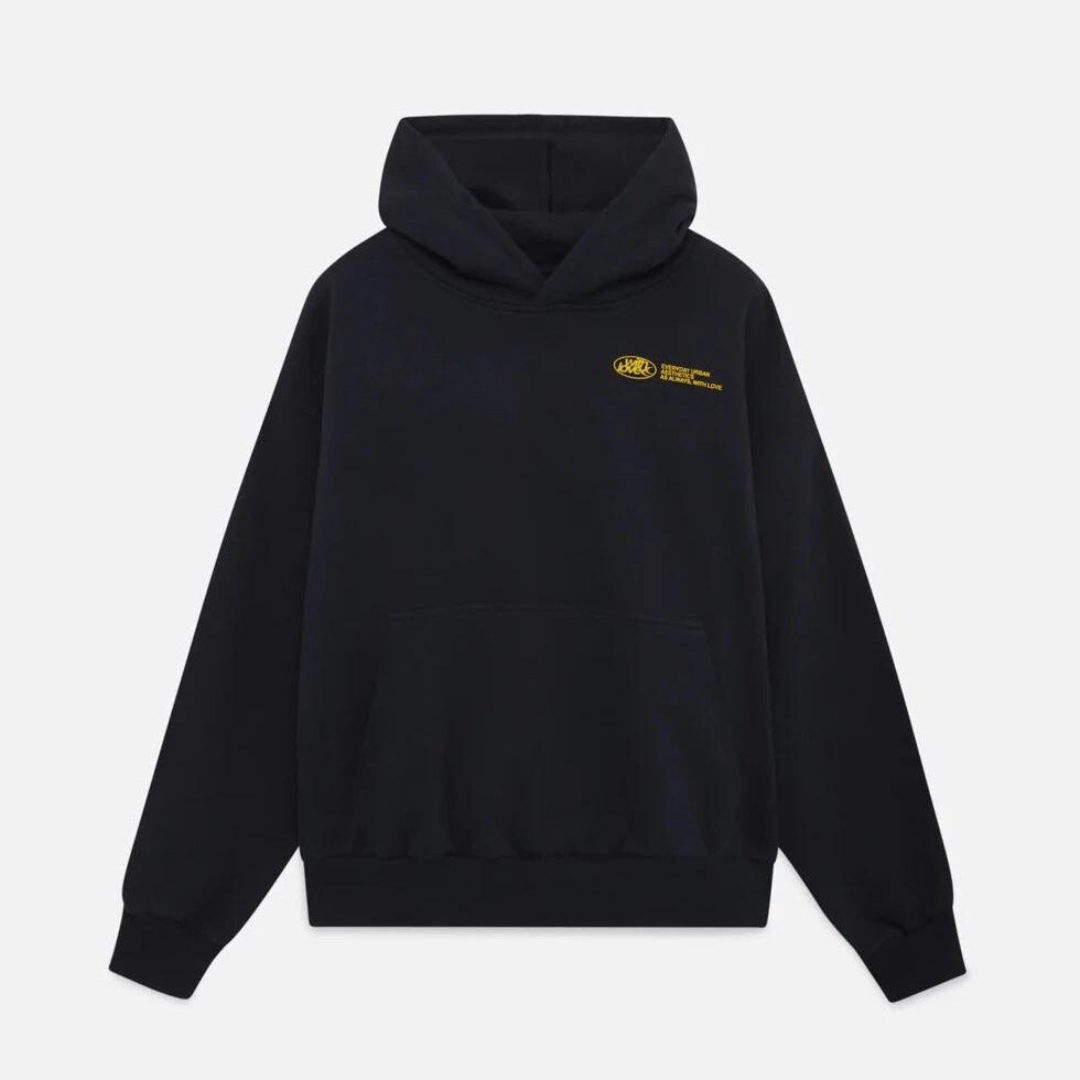 "Comfortabele oversized hoodie met geel detail, trendy casual stijl voor dames, gemaakt van zacht katoen, Withlove design."