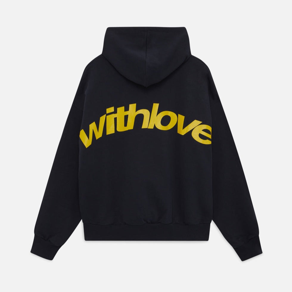 "Comfortabele oversized hoodie met geel detail, trendy casual stijl voor dames, gemaakt van zacht katoen, Withlove design."