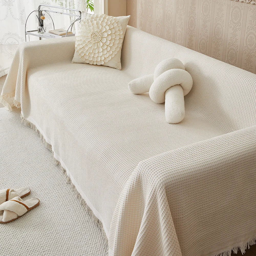 "ComfortWeave bankhoes, ademend en wasbaar, in diverse kleuren voor stijlvolle bescherming van uw meubels."