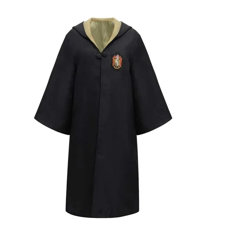 "Compleet Harry Potter kostuum met authentieke Hogwarts-jas, bril, sjaal en toverstok; ideaal voor fantasieavonturen."
